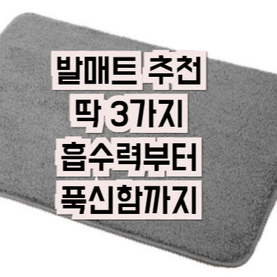 발매트 추천 딱 3가지 흡수력부터 푹신함까지